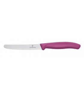 Victorinox 6.7836.l115 Boite de 20 Couteau de table/tomates, lame crantée 11 cm inox, bout rond, manche polypropylène rose