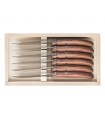 Cdozorme 3225 Coffret 6 couteaux steak Laguiole, 22 cm, inox à dents, manche bubinga. Non garantis lave-vaisselle.