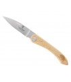 Ccdozorme 4929.bs couteau Capucin, lame acier X50CrMoV15 à onglet, manche 12,5 cm buis, décor gravé sanglier.