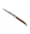 Le Fidèle 2845 Couteau Laguiole, lame acier 12C27 dos guilloché, manche 12 cm noyer, 2 mitres inox mat, ressort guilloché.