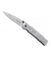 Mcusta mc.33d Couteau Taken,   lame acier VG-10 damas inox 66 couches cran int. & à bout. dble, manche 9,5 cm acier idem lame