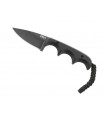 Crkt 2384k.cr Couteau Minimalist,  lame 10 cm acier 420 avec tête de puma découpée, manche zebrano, étui cuir.
