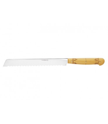 Nontron 87608 Couteau à pain NONTRON, lame 19 cm acier inox T12, manche en buis pyrogravé.
