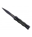 Cudeman  5036 Couteau papillon, lame noire acier 420 marquage, manche 12,5 cm inox noir/plaquettes nylon vert.