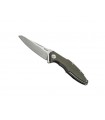 MKM mk.vp01gbgr Couteau raut, lame acier M390 Bohler finition, manche 12 cm titan. 6AL4V gris avec plaq. G10 vert