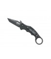 Fox Production fx.597 Couteau The dart,  lame noire tanto acier N690Co, manche 10 cm (12 cm avec anneau) G10 noir