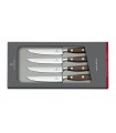 Victorinox 7.7240.4 Set de 4 couteaux steak (7.7200.12G) forgés « Grand Maître Rosewood », lame lisse 12 cm, manche palissandre.
